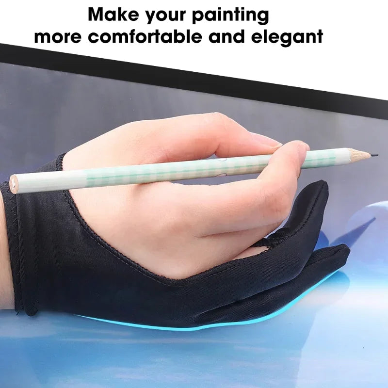 Two-Finger Drawing Glove — Anti-Smudge Palm Rejection Artist Glove for Graphics Tablets & iPad (1/2/4 Pack)