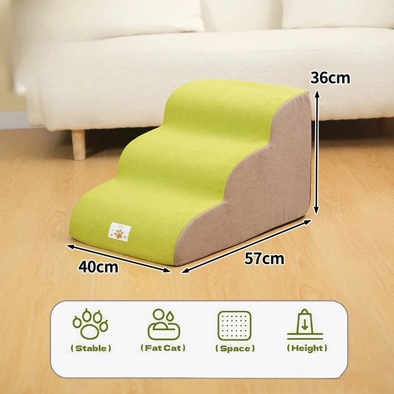 2- or 3-Step Memory Foam Pet Stairs — Removable Washable Cover Dog & Cat Ramp for Sofa and Training