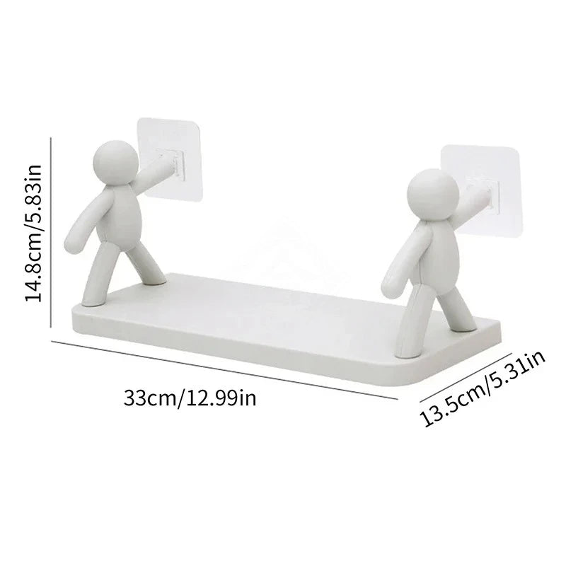 Self-Adhesive Shower Shelf – Wall-Mounted Bathroom Shampoo & Towel Storage Rack, PP Organizer