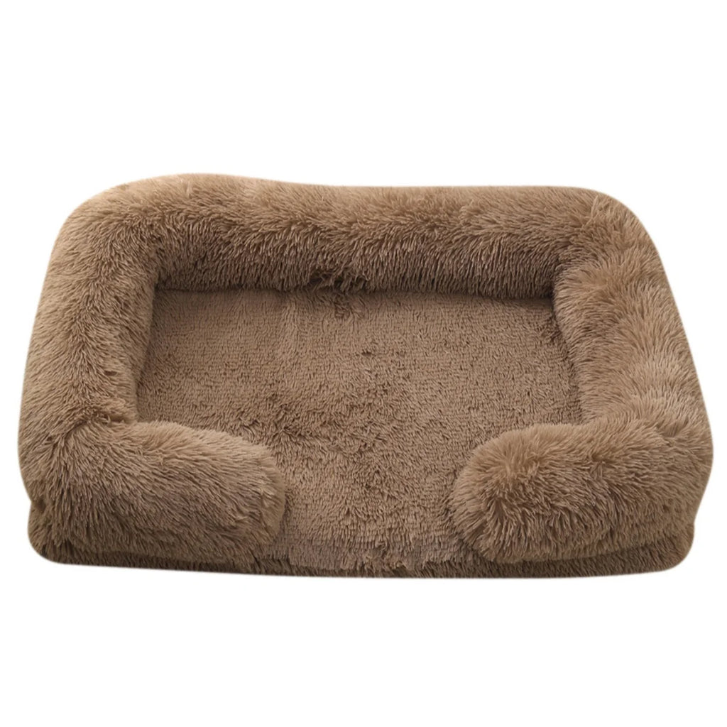 Square Plush Dog Bed with Memory Foam – Thickened Winter Pet Sofa Bed with Removable Cover (S/M/L/XL)