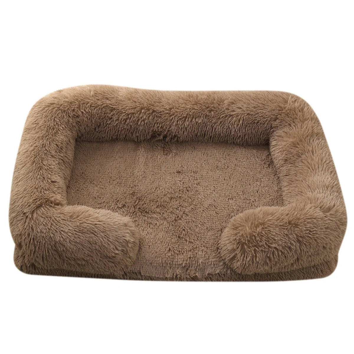 Square Plush Dog Bed with Memory Foam – Thickened Winter Pet Sofa Bed with Removable Cover (S/M/L/XL)