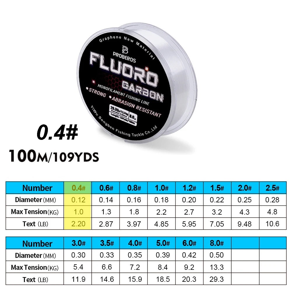 100m (328ft) Fluorocarbon Coated Carbon Fiber Monofilament Fishing Line Leader 2.2–29.3 lb (1–13.3 kg)