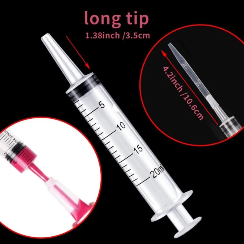 20ml Reusable Plastic Measuring Syringe Pack (5/10/20/30) - Hydroponics Nutrient, Oil Pump & Pet Medicine Feeder