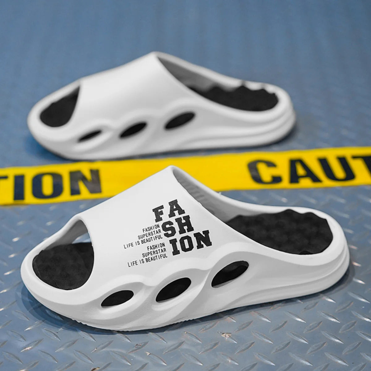 Men's Massage Slide Sandals Thick Sole Non-Slip Indoor Outdoor Shower & Beach Slides