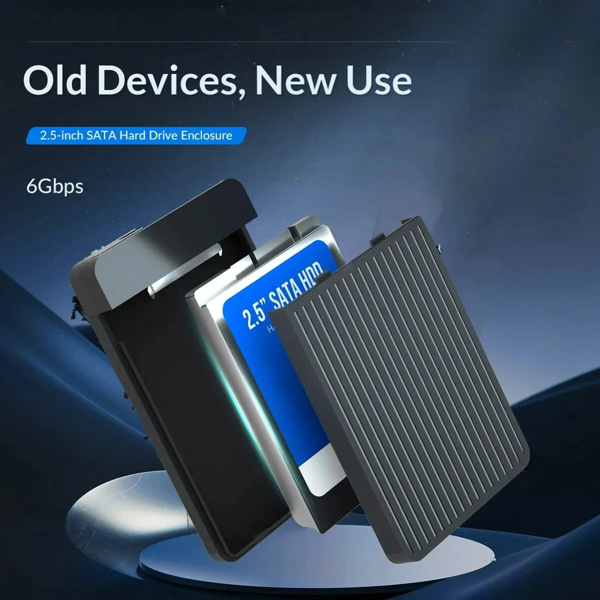 2.5" (6.35 cm) SATA SSD/HDD Enclosure USB 3.1/3.0 Type-C 6Gbps Tool-Free Portable External Drive Case