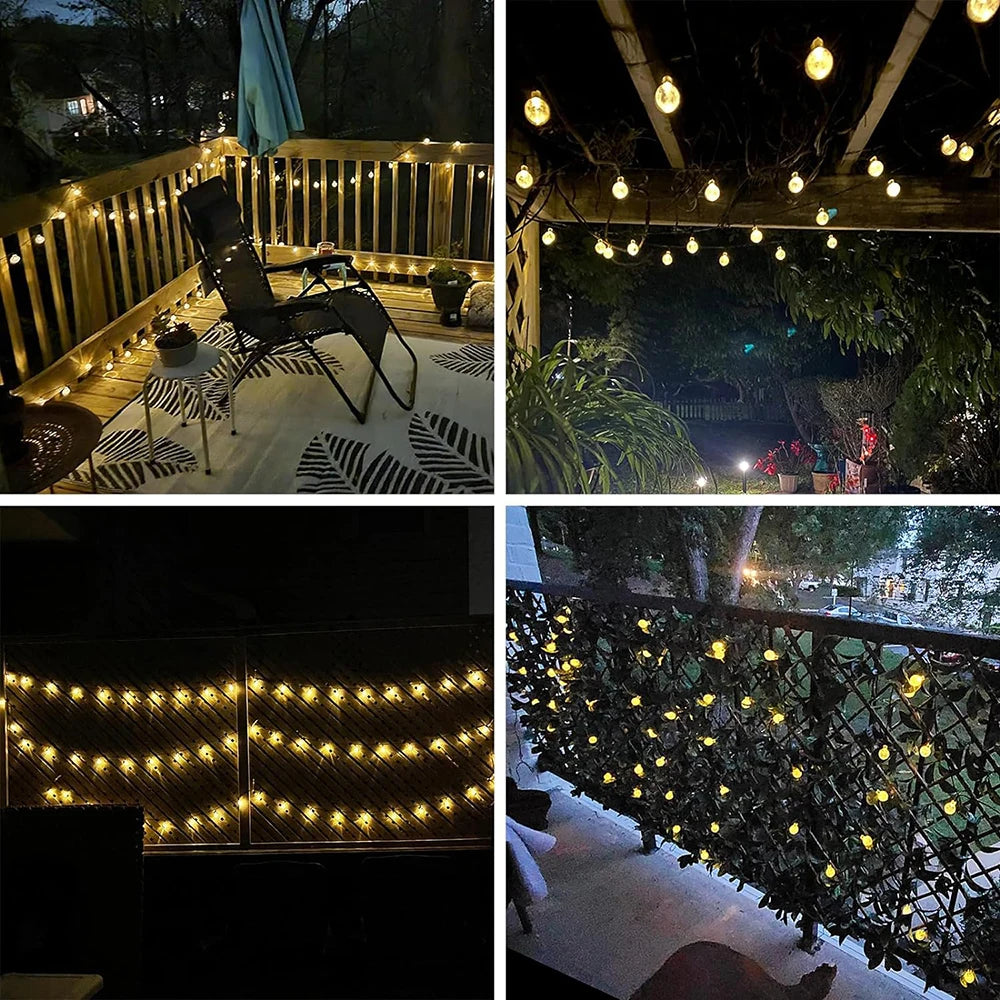 Solar Bubble Ball String Lights - Outdoor Waterproof 100/150 LED, 8 Lighting Modes for Garden Wedding Party Décor