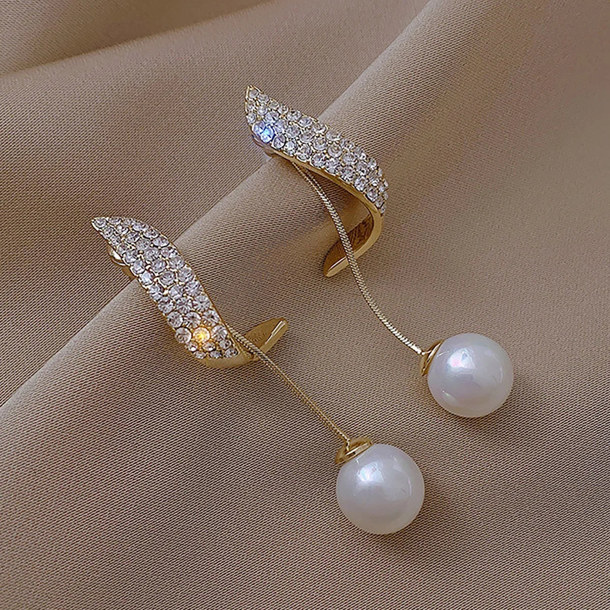 Long Irregular Tassel Drop Earrings for Women – 2-Piece Gold Pearl Fringe Set for Parties & Gifts