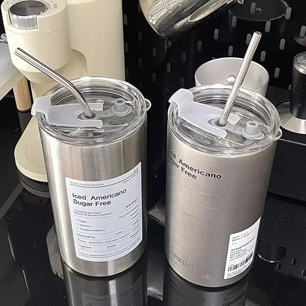 Insulated 304 Stainless Steel Travel Mug with Straw, 600ml (20 fl oz) Leak-Proof Vacuum Bottle