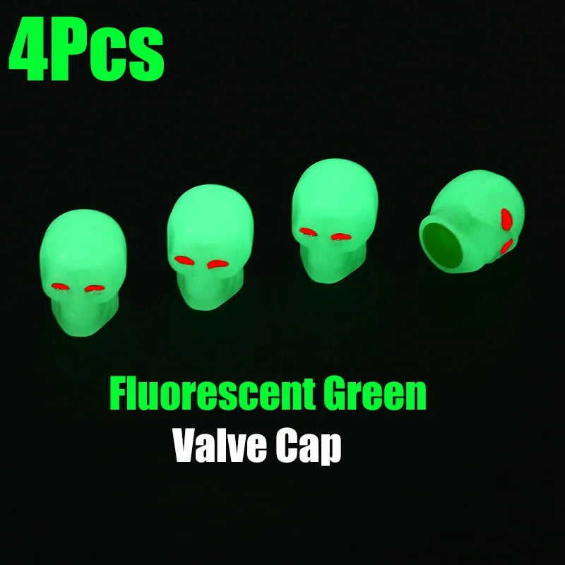 Skull Valve Stem Caps 4-Pack ABS Chrome Tire Valve Covers for Cars Motorcycles Bikes