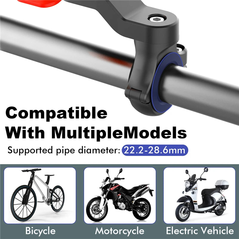 Universal Bike & Motorcycle Phone Holder – Handlebar Mount for 4.7–7.2 in Phones, Adjustable Anti-Shake Clamp