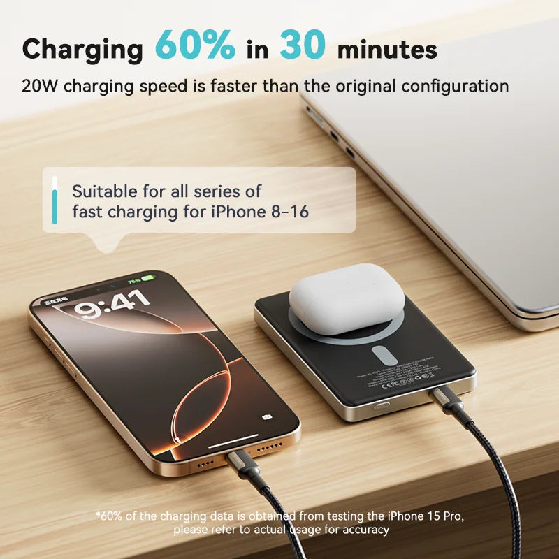 10000mAh Magnetic Wireless Power Bank 20W Fast Charge MagSafe-Compatible Portable Charger