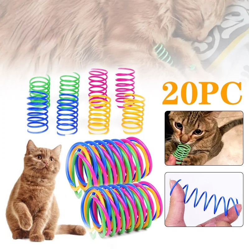 Kitten Coil Spring Cat Toys - Interactive Bouncy Plastic Spiral Springs for Cats & Ferrets