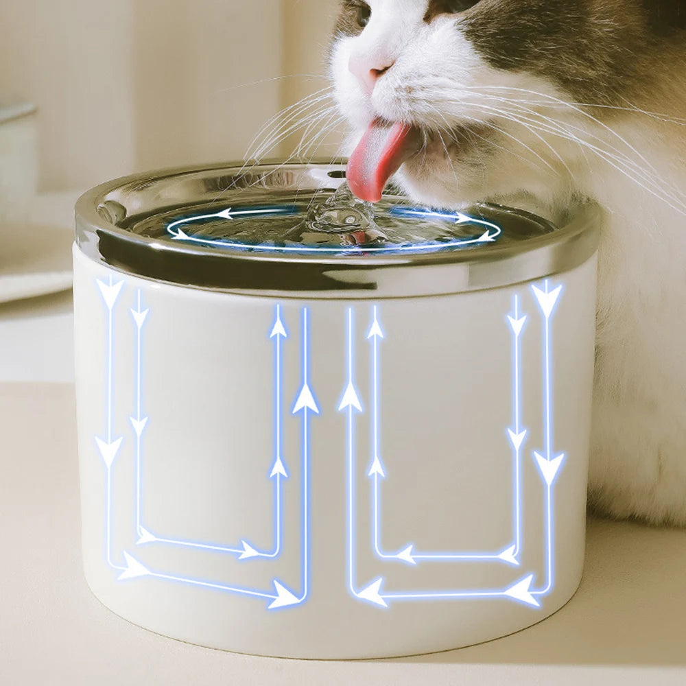 Automatic Ceramic Pet Water Fountain - Silent Circulating Water Dispenser for Cats & Small Dogs