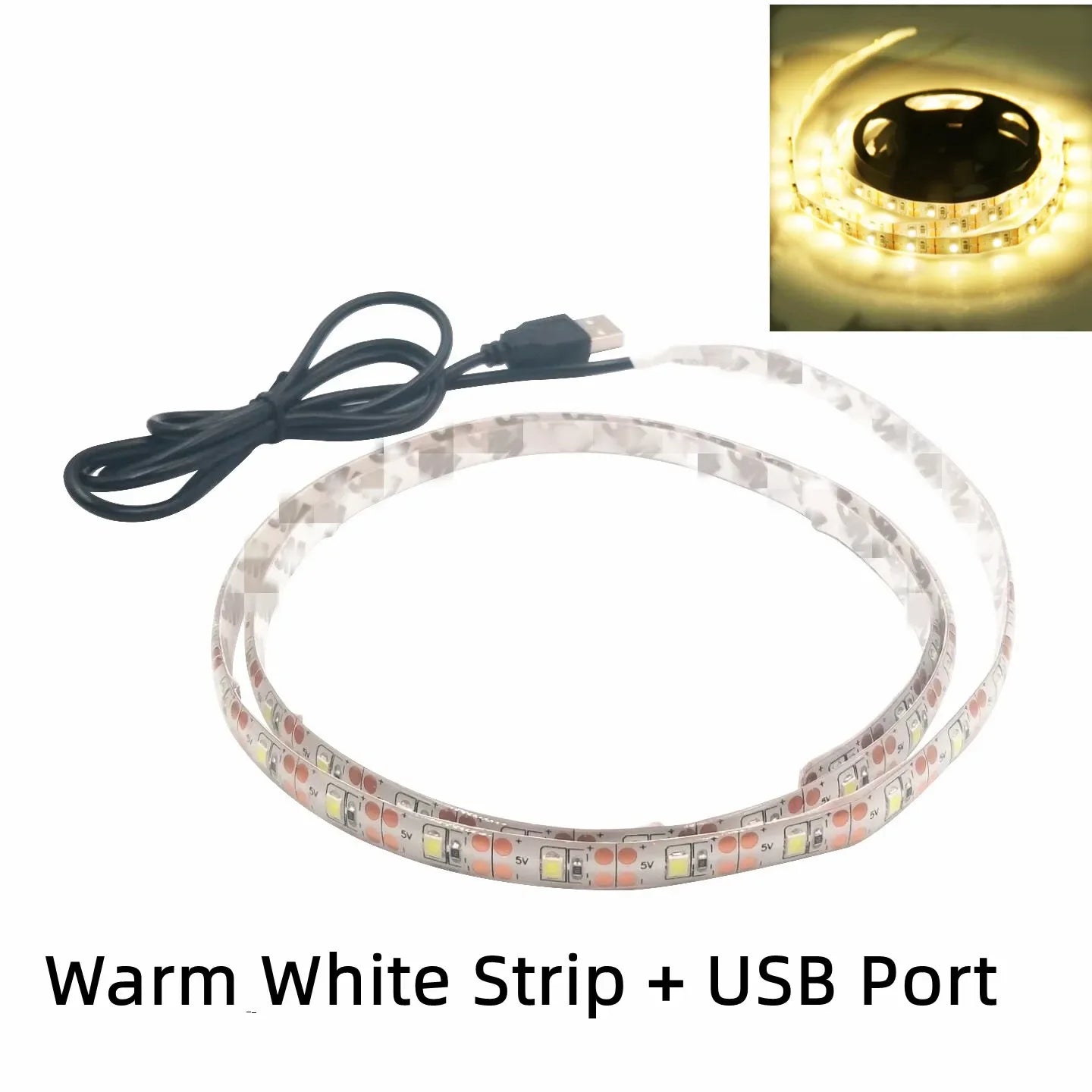 5V USB LED Strip Light Warm & Cool White 1m–5m (3.3–16.4 ft) Waterproof TV Backlight Flexible LED Tape