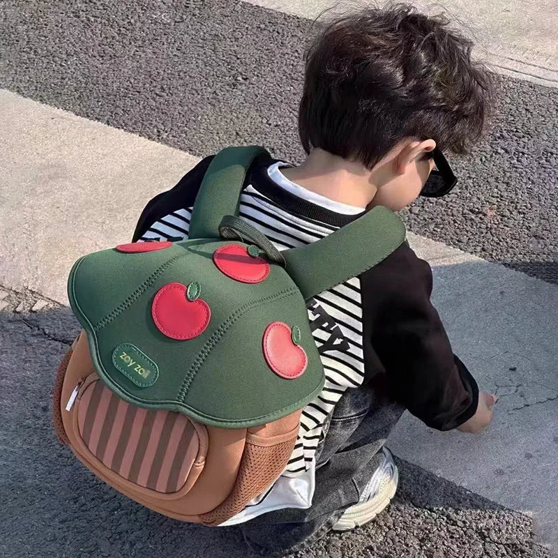 Cute Mushroom Apple Kids Backpack Pink Cartoon Mini Preschool School Bag for Toddlers Ages 3-6