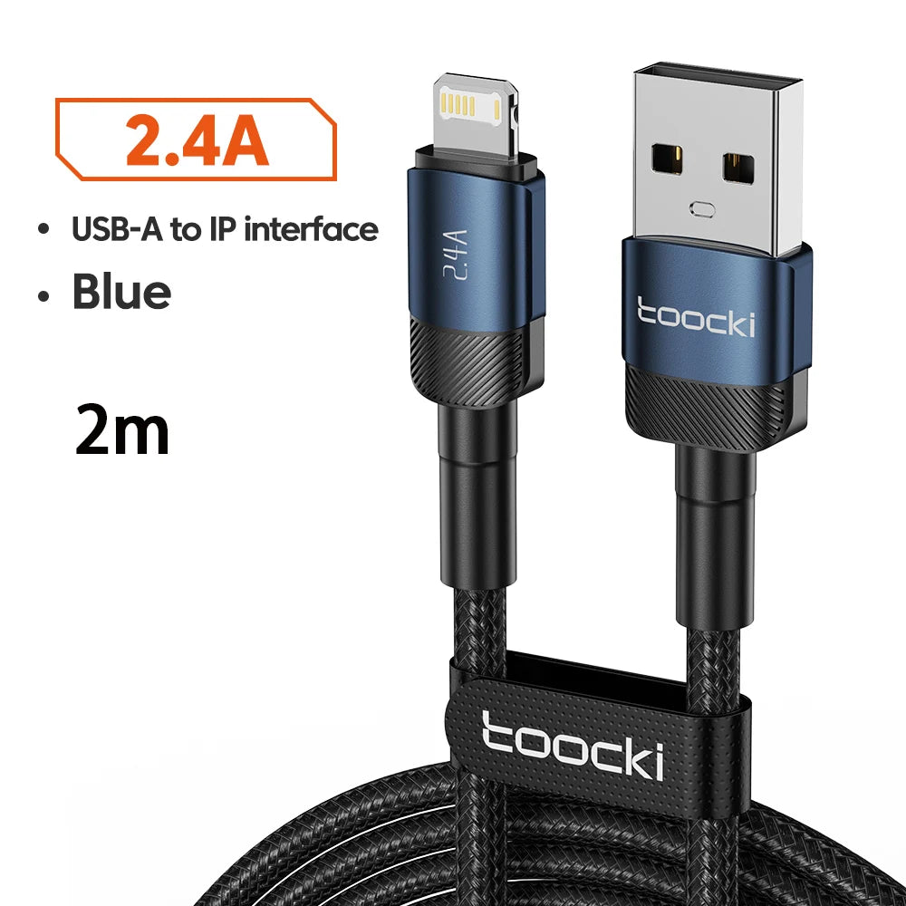 USB-A to Lightning Fast Charging Cable for iPhone & iPad — 2.4A Aluminum Alloy Data Sync Cord