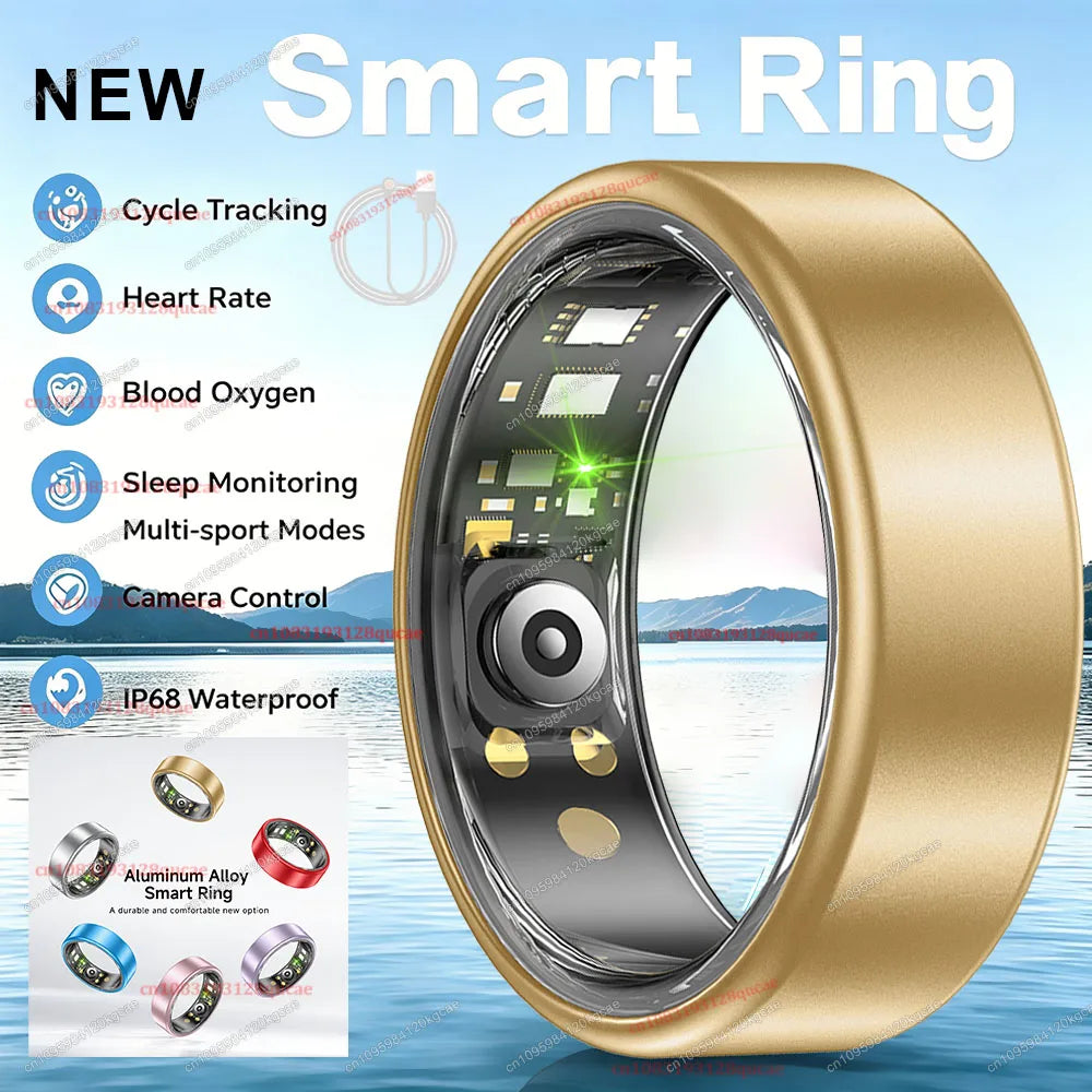 Smart Ring with Charging Case – Unisex Health Tracker, Heart Rate & SpO2 Monitor, Sleep Tracking, IP68 Waterproof, Multi-Sport Modes, Multiple Sizes