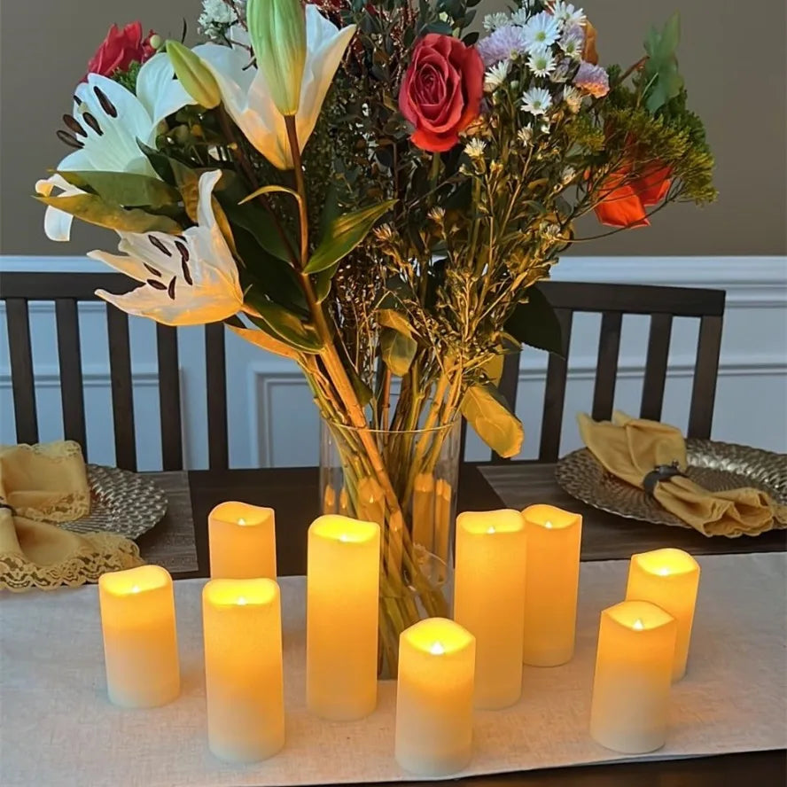 Flameless LED Candles Flickering Battery-Operated Pillar Candles for Wedding Christmas Party Decor — 1/5/10 Pack, Multiple Sizes (2–7.9 in / 5–20 cm)