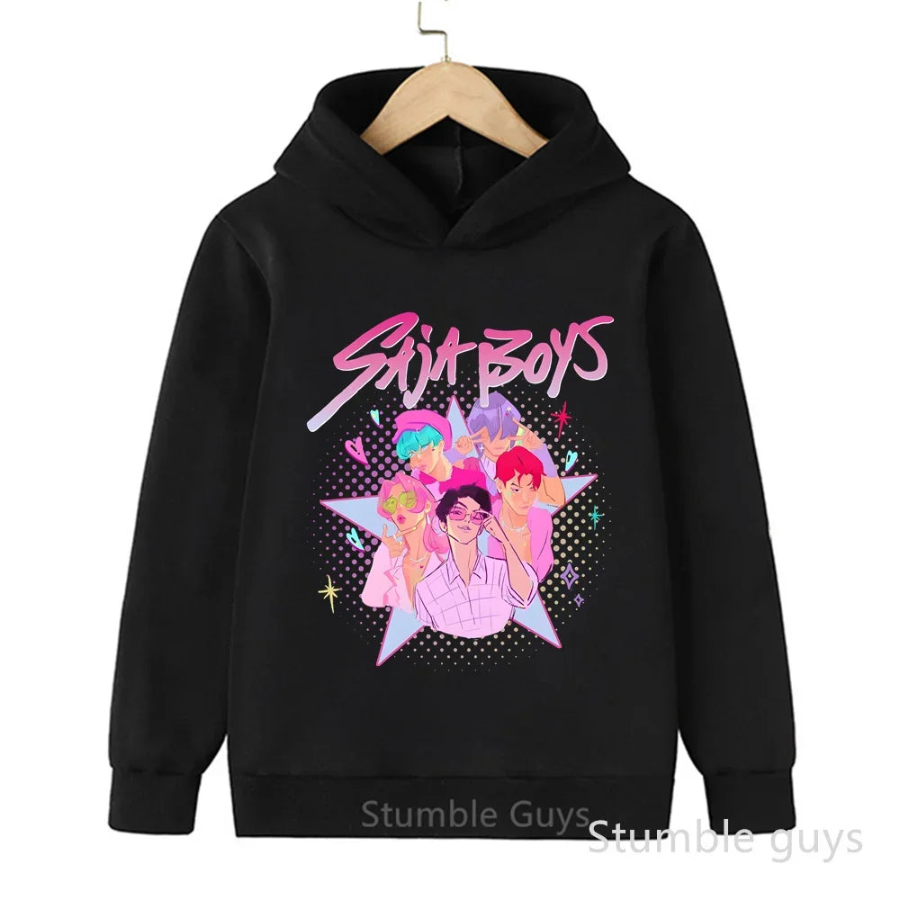 Kids Anime Demon Hunters Hoodie - K-Pop Style Warm Casual Sweatshirt for Boys & Girls