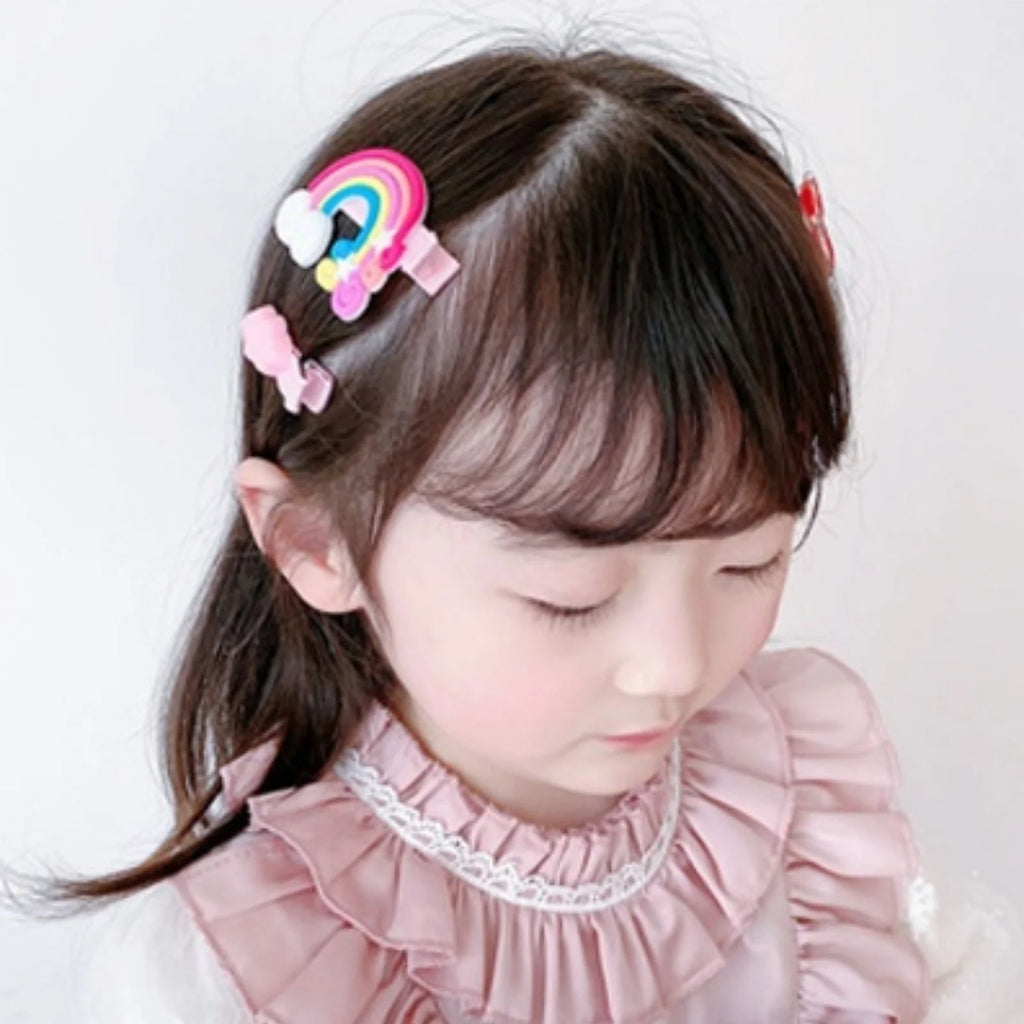 10-Pack Cute Cartoon Unicorn & Ice Cream Hair Clips for Girls, Kids Barrettes Hairpins, Fashion Hair Accessories