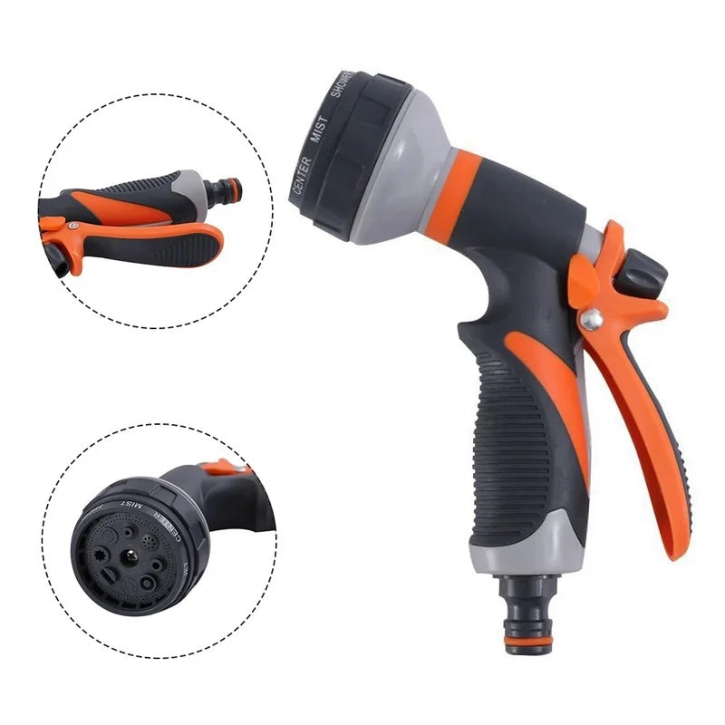 Adjustable 8-Mode High-Pressure Garden Hose Nozzle – Spray Gun for Car Wash, Patio Cleaning & Plant Watering