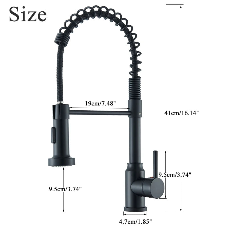 Pull-Down Kitchen Faucet Single Handle 360° Swivel Dual-Function Spray – Stainless Steel Sink Faucet (Black, Brushed Nickel, Chrome)