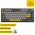 75% Compact Mechanical Gaming Keyboard — Bluetooth 5.1, 2.4GHz & USB-C Wired, Hot-Swappable PBT Keycaps with Metal Volume Knob, RGB