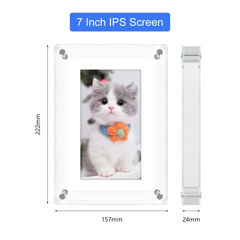 Acrylic Digital Photo Frame 5-inch (12.7 cm) & 7-inch (17.8 cm) IPS Screen 4GB Rechargeable Portable Picture Frame with Auto-Rotate