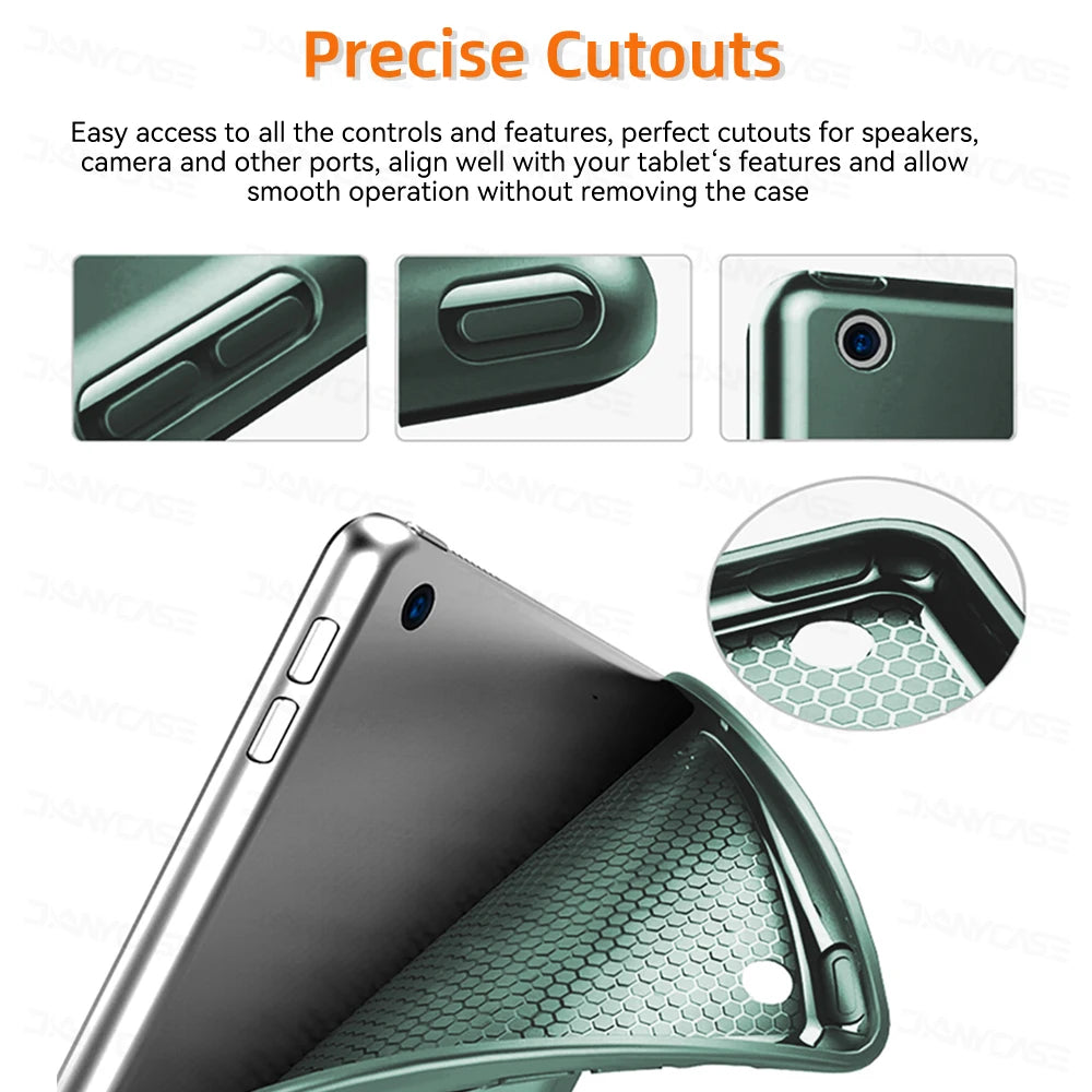 Silicone Tablet Case with Auto Sleep/Wake – Soft TPU Honeycomb Back, Two-Angle Stand – Fits 9.7" (24.6 cm), 10.2" (25.9 cm), 10.9" (27.7 cm) & 11" (27.9 cm)