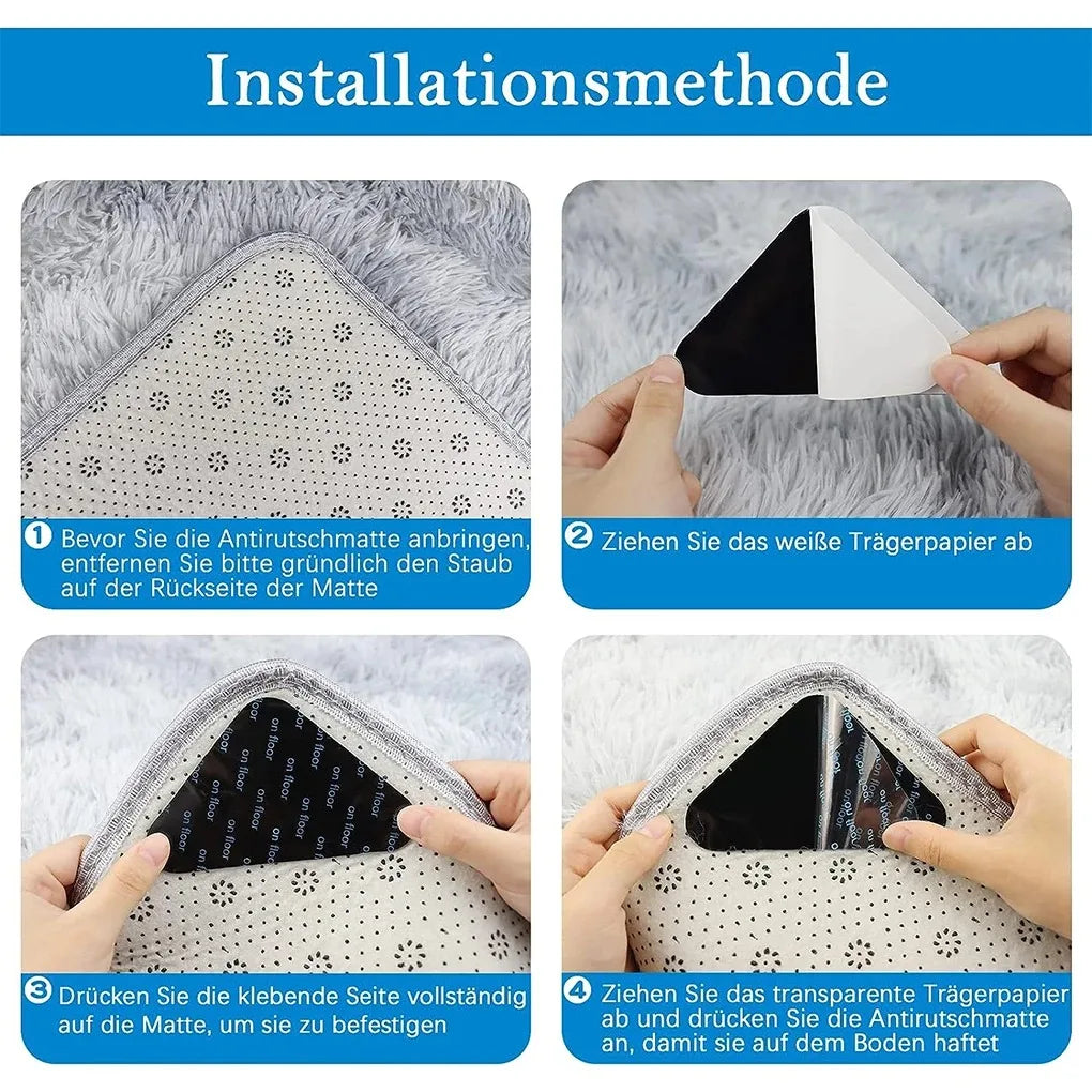 12-Pack Non-Slip Rug Grippers Reusable Waterproof Anti-Curling Carpet Corner Pads