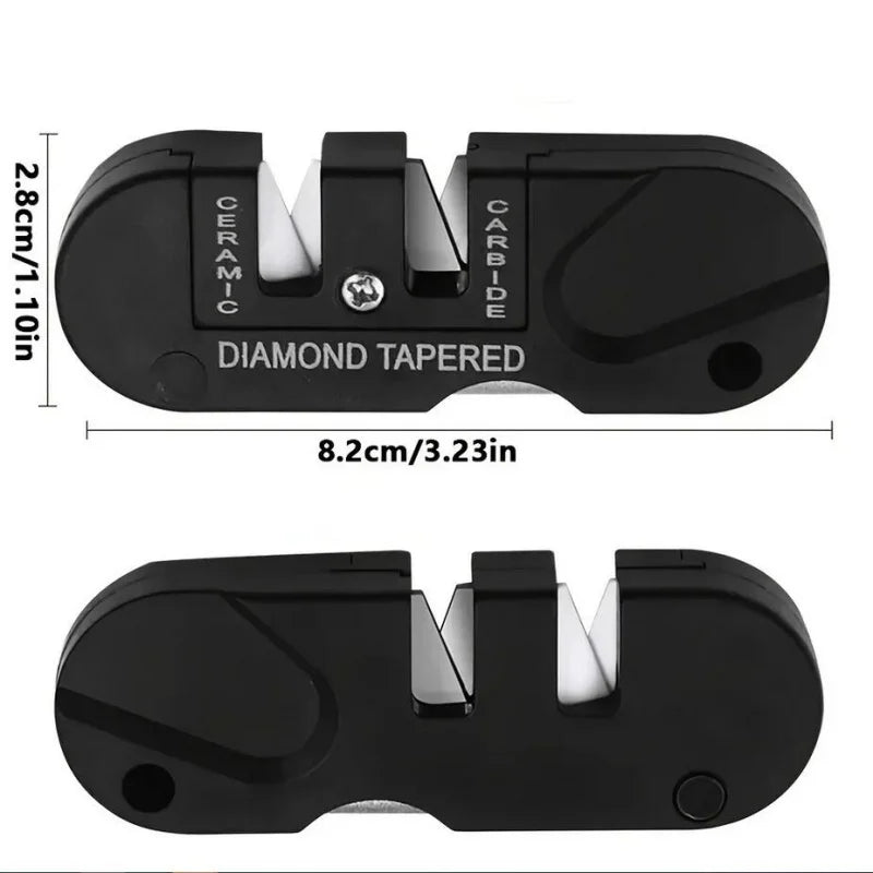Portable Tungsten Carbide & Ceramic Knife Sharpener - Pocket Whetstone for Camping & Outdoor