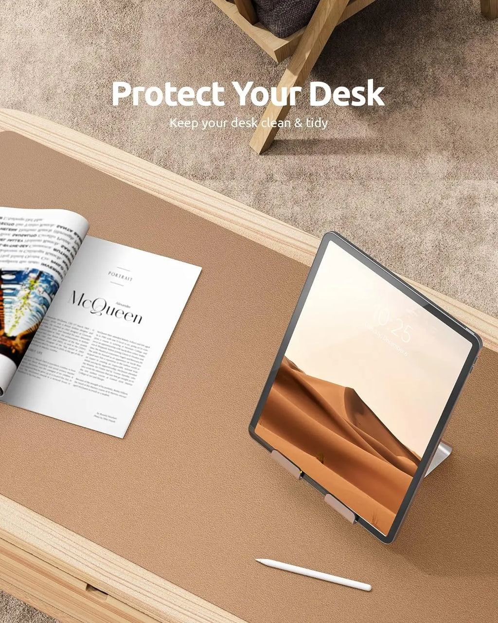 PU Leather Desk Mat – Large Waterproof Mouse Pad & Keyboard Mat, Desk Protector for Office