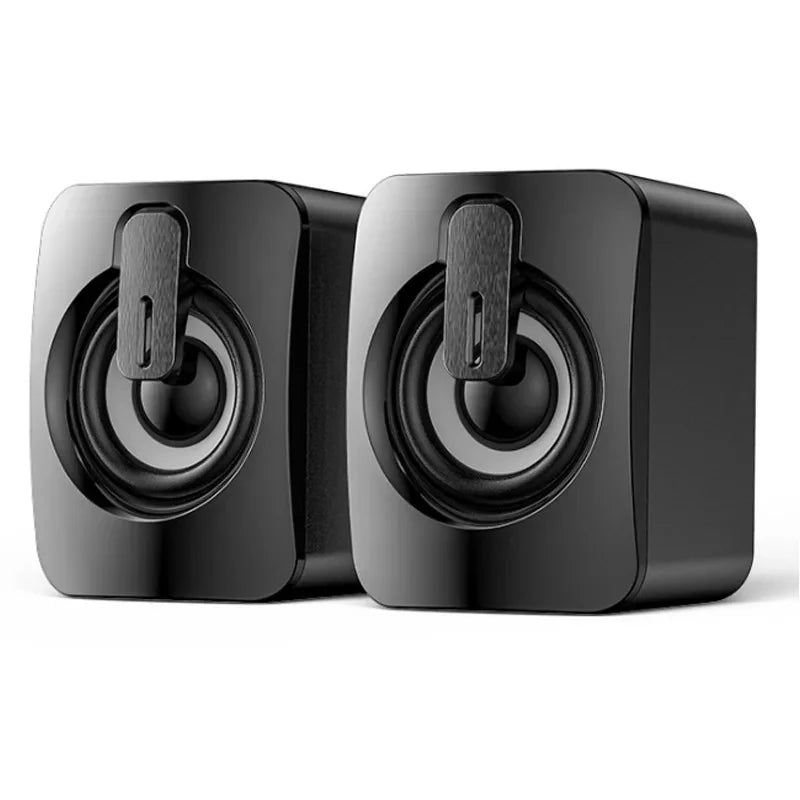 USB & 3.5mm Stereo Computer Speakers with Microphone and LED Lights - Compact HiFi Desktop PC Laptop Speakers