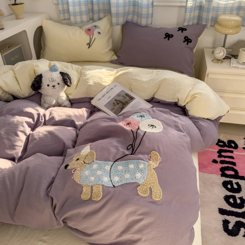 Brown Striped Bedding Set - Duvet Cover, Flat Sheet & Pillowcases (Single/Twin/Full/Queen)