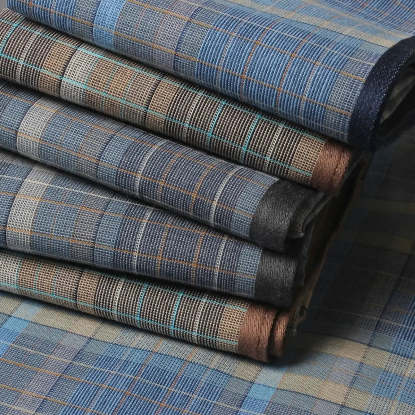 6-Pack Men's Plaid Cotton Handkerchiefs 15.7 in (40 cm) Thin Business Dress Pocket Squares - Soft, Sweat-Absorbent