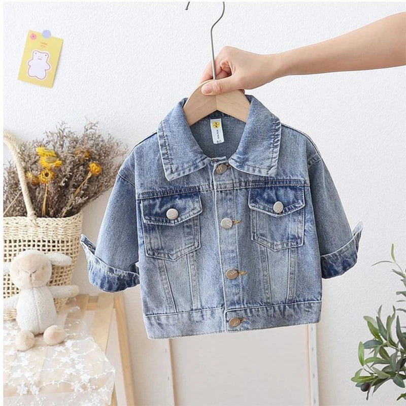 Daisy Cartoon Denim Jacket for Girls — Kids Casual Spring & Autumn Coat (Ages 2–7)