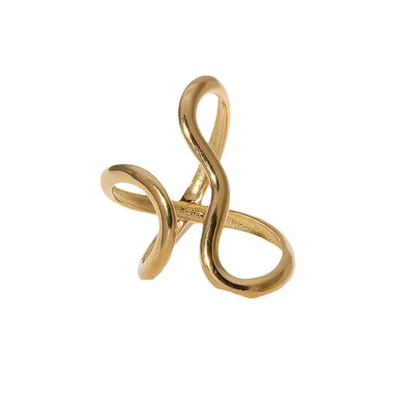 Adjustable Open Ring — 18K Gold Plated PVD Stainless Steel Geometric Charm Ring for Women, Waterproof Trendy Jewelry