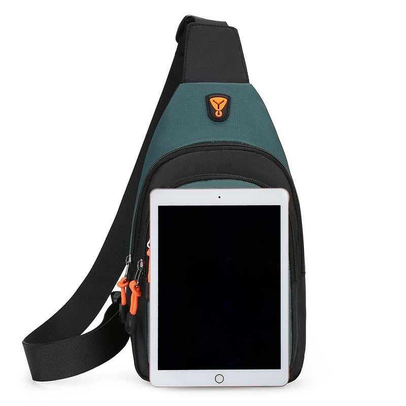 Men's Casual Nylon Chest Sling Bag - Small Crossbody Phone Pouch for Running, Cycling & Travel (Fits up to 7.9-inch Tablet)