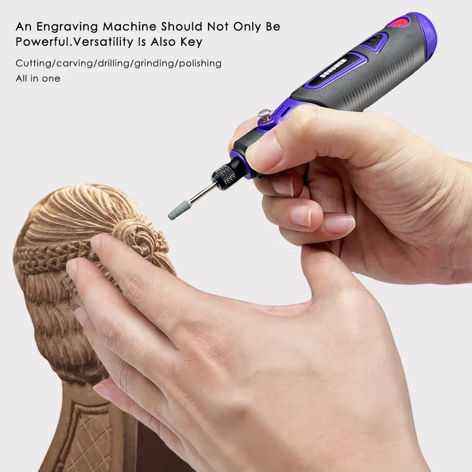 Mini Cordless Rotary Tool 3-Speed Grinder Engraving Pen USB-C 55-Piece Accessory Kit
