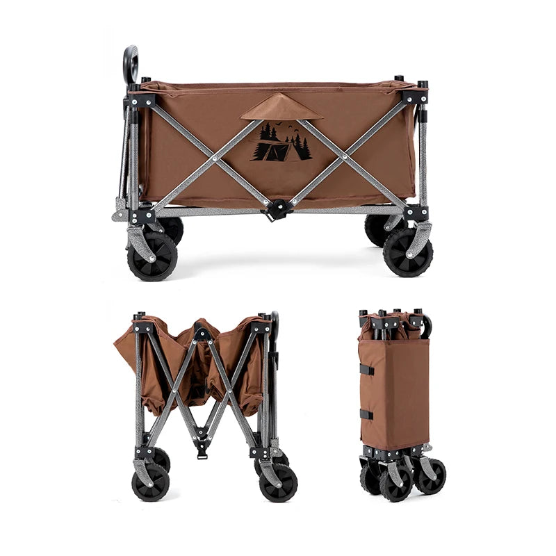 Heavy-Duty Portable Folding Wagon – Collapsible Large Capacity Camping & Outdoor Trolley for Shopping, Picnic, BBQ, Fishing