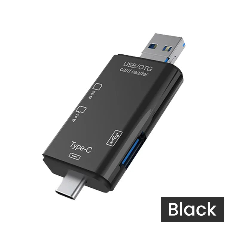 6-in-1 USB Type-C OTG Card Reader – MicroSD/TF & USB Adapter for Phones, Tablets, Laptops (USB 2.0)