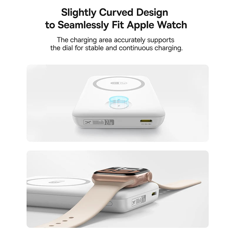Magnetic 10,000mAh Power Bank — 27W Fast Charge & 15W Wireless Charger for iPhone, Apple Watch, AirPods, Samsung, Xiaomi