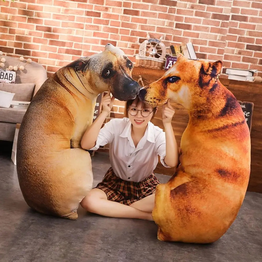 3D Lifelike Dog Head Throw Pillow - Novelty Plush Cushion for Home & Kids, 20 cm / 50 cm (7.87 in / 19.69 in)