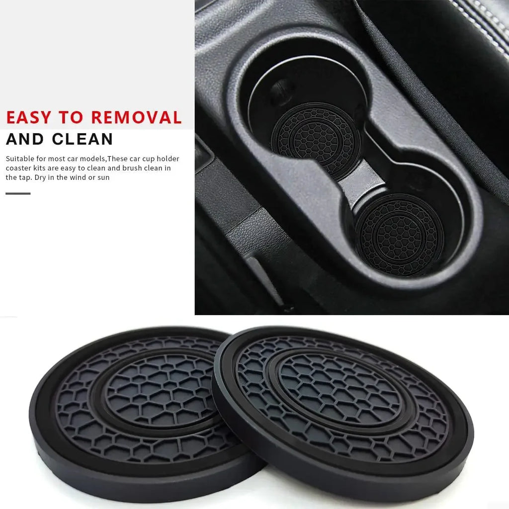 2-Piece Universal Anti-Slip Car Cup Holder Coasters, Dustproof Durable Interior Protectors