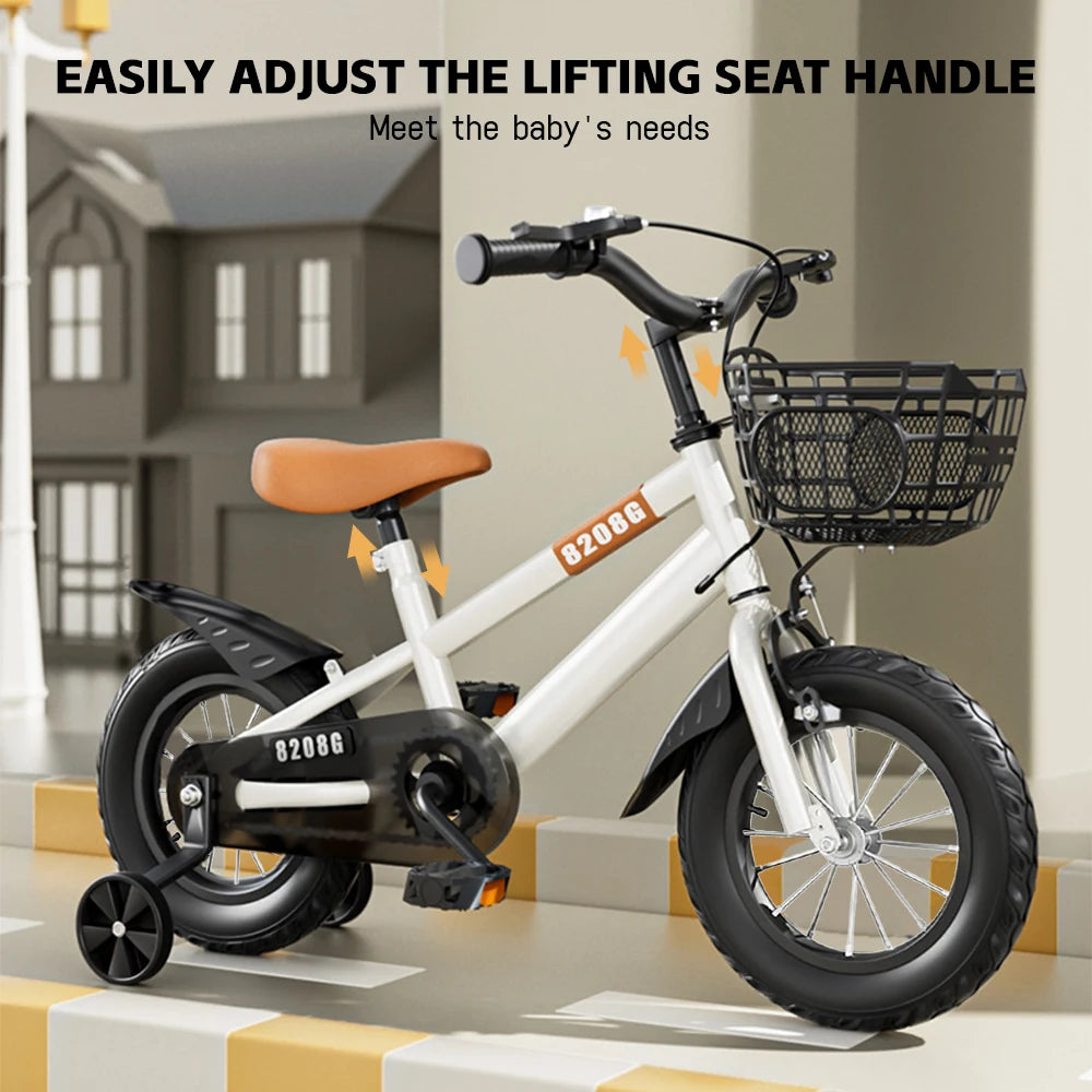 Kids Bike for Girls Ages 3-7 with Training Wheels & Front Basket - 14 in (36 cm) / 16 in (41 cm)