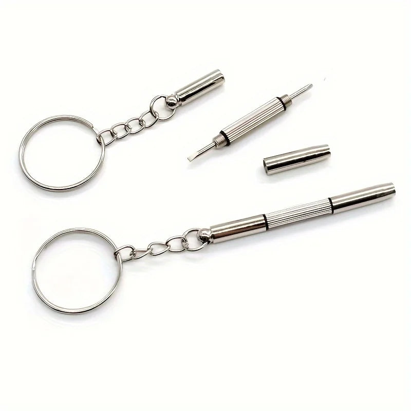 Portable Precision Eyeglass & Watch Screwdriver Kit with Keychain Mini Repair Tool