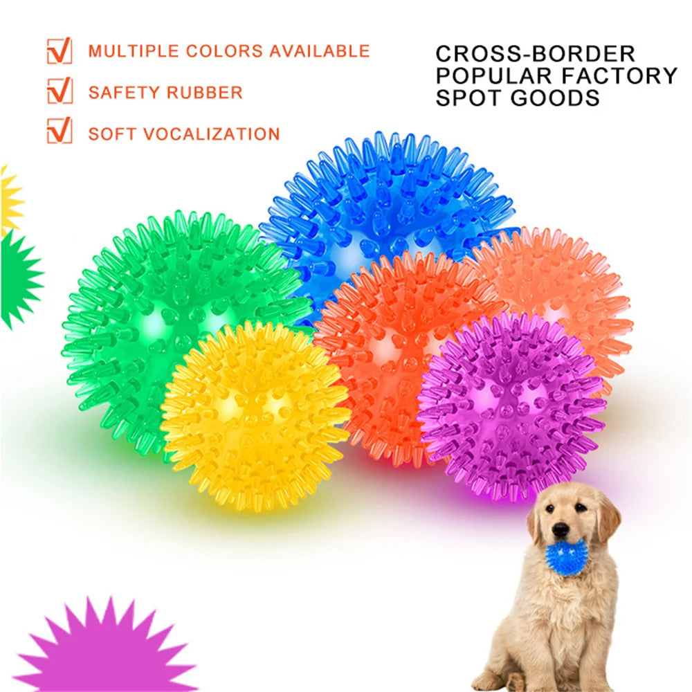 TPR Squeaky Thorn Chew Ball for Dogs & Cats — Teeth Cleaning Puppy Training Toy