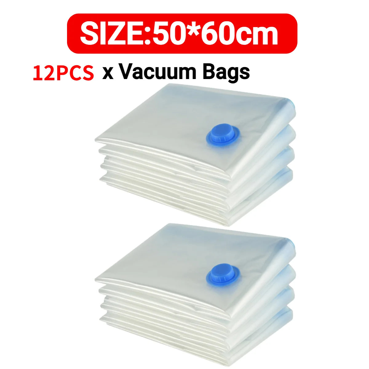 7 Sizes Reusable Vacuum Storage Bags with Hand Pump – Space-Saving Compression Bags for Clothes, Blankets & Bedding