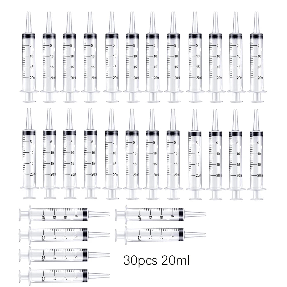 20ml Reusable Plastic Measuring Syringe Pack (5/10/20/30) - Hydroponics Nutrient, Oil Pump & Pet Medicine Feeder
