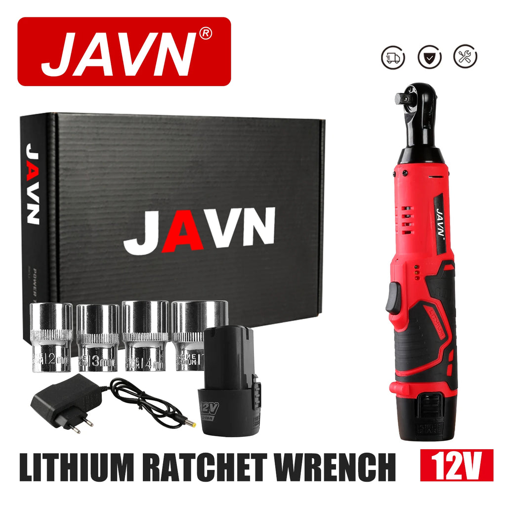 12V Cordless Electric Wrench 45 Nm 3/8-inch (9.5 mm) Ratchet Right-Angle Power Wrench for Car Repair